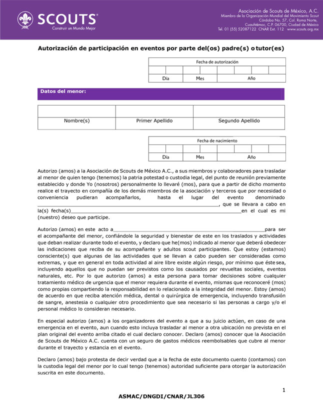 Autorización de Participación para menores de edad