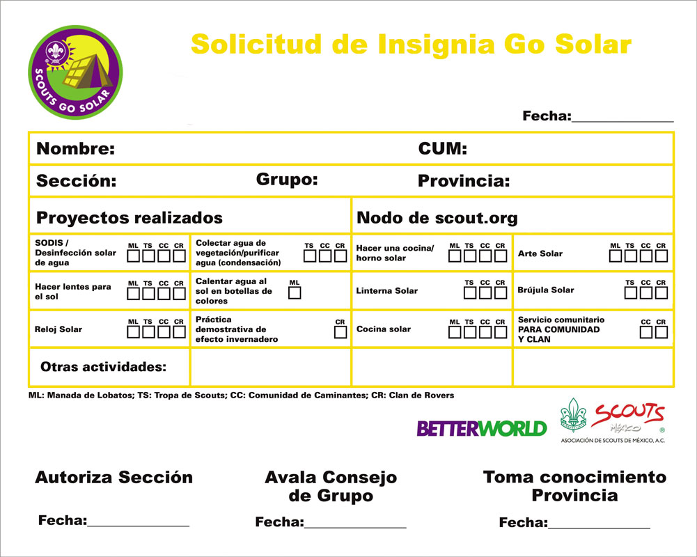 Solicitud Insignia Go Solar